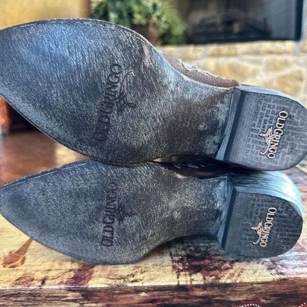 Old Gringo Bonnie Brass cowboy Boots floral embroidery etched Boho RTL 595 NWT - Picture 6 of 11